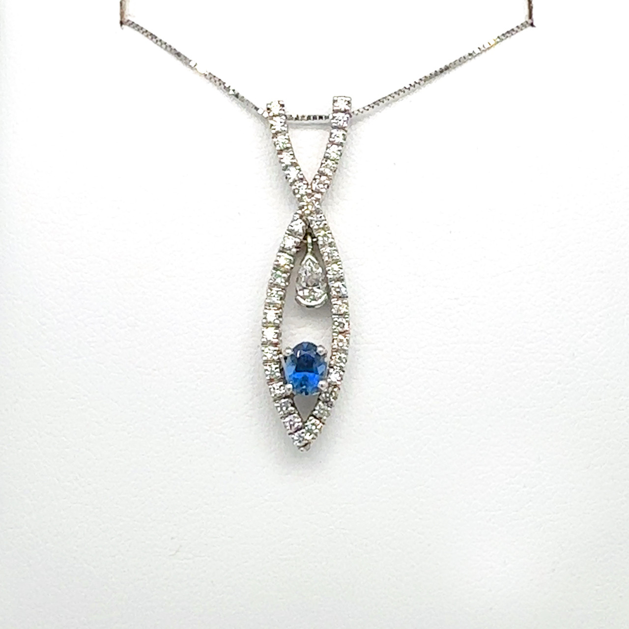 Sapphire & Diamond Pendant Necklace in 9ct White Gold | Ruby & Oscar
